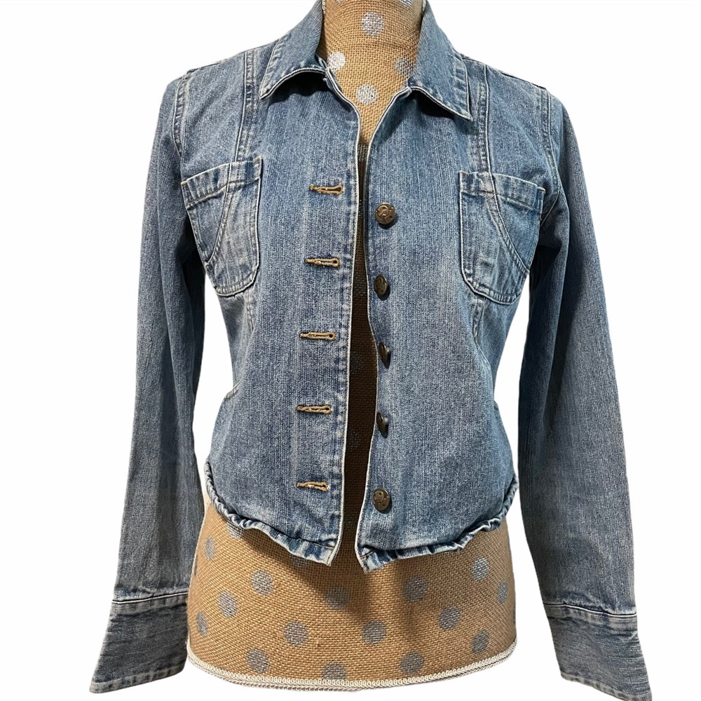 Clio Petites Vintage Jean A Line Button Jacket 6